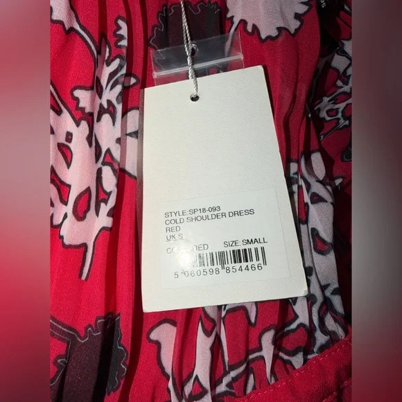 NWT Self-Portrait Red Floral Cold Shoulder Maxi Dress Hi-Low $784 Romantic Small - Picture 7 of 8